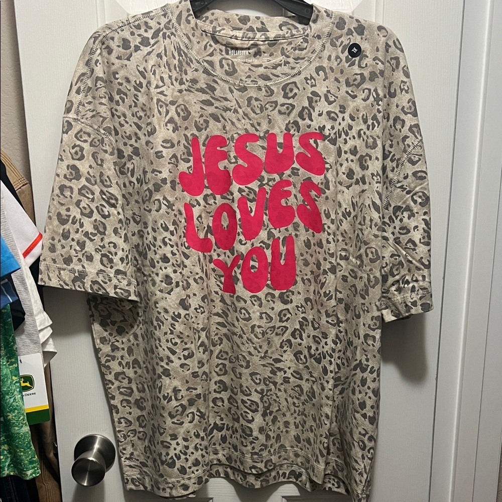 Leopard Print Kids Shirt with Pink Text